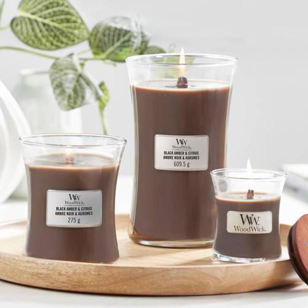 WoodWick Black Amber & Citrus Large Hourglass Candle Extra Image 1
